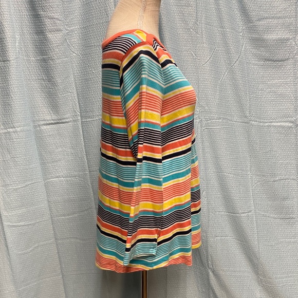 Westbound size 1X Colorful Striped Blouse 3/4 sleeves stretch comfy casual comfy - Picture 4 of 5
